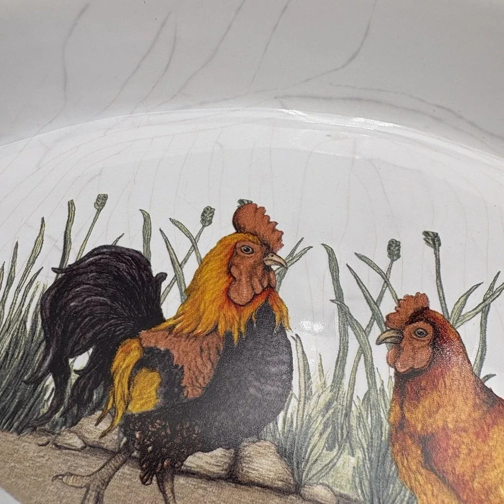 Vtg Kent Pottery‎ Rooster Baking Dish Farmhouse Decor 14x6 Oval